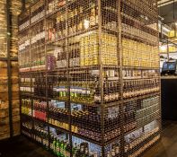 1 x Industrial Style Restaurant Wine / Drinks Display Cage - U Shape Design With 6 Tier Glass