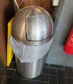 Assorted Collection to Include Storage Cabinet, Wet Floor Sign, Chrome Waste Bin & Mobile Foot Step