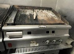 1 x Falcon Dominator 90cm Gas Chargrill Griddle - Stainless Steel Body and Cast Iron Brander Bars
