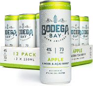15 x Bodega Bay Hard Seltzer 250ml Alcoholic Sparkling Water Drinks - Apple Ginger & Acai Berry - 4%
