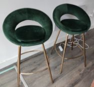 2 x Designer Green Bar / Breakfast Bar Stools - LBC137 - CL763- Location: Sale M33Dimensions