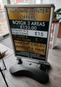 1 x Large Freestanding Pavement Sign With Waterbase - LBC128 - CL763- Location: Sale M33Dime