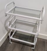 1 x 3-Tier Wheeled Beauty Salon Trolley With Glass Shelves - LBC113 - CL763- Location: Sale M33<