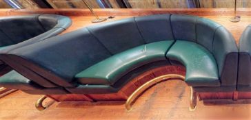 1 x C Shaped Seating Booth Upholstered in a Green Faux Leather - Width 220cms