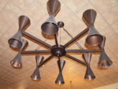 1 x Large and Impressive 8 Arm Chandelier Light Fitting With Brown Pitted Finish - Approx Dimensions