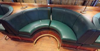 1 x C Shaped Seating Booth Upholstered in a Green Faux Leather - Width 220cms