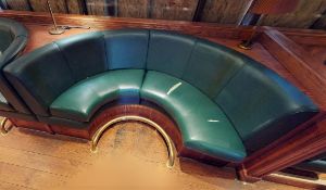 1 x C Shaped Seating Booth Upholstered in a Green Faux Leather - Width 220cms