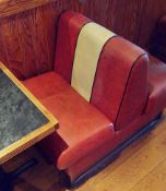 4 x Retro American Diner Style Single Leatherette Seating Benches With Tables - Seats 6 Persons