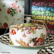 1 x MACKENZIE-CHILDS 'Flower Market' Artisan Crafted Enamel Cake Carrier Ø40cm - Original Price £255