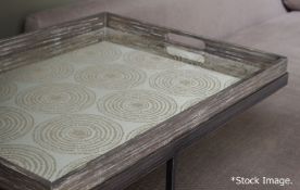 1 x ETHNICRAFT Notre Monde Slate Layered Dots Large Artisan Round Glass Tray - RRP £159.00