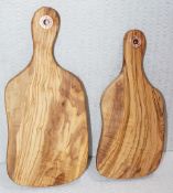 Set of 2 x RUFFONI Luxury Olivewood Chopping Boards - Made In Italy - Original Price £100.00