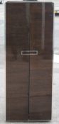 1 x Illuminated 2-Door Drinks Cabinet In A High Gloss Dark Wood Veneer Finish - NO RESERVE
