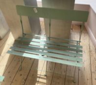 1 x Foldaway Outdoor Two Seater Bench In Pastel Green - Size: 800mm (l) - CL776 - Ref: GB021 -