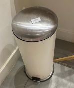 1 x Round Metal Pedal Bin In Cream - Size: 350mm x 700mm - CL776 - Ref: GB075 - Location: London