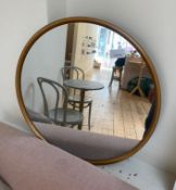 1 x Round Gold Rimmed Mirror - Size: 600mm diameter - CL776 - Ref: GB009 - Location: London