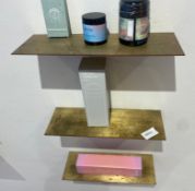 1 x Set Of Three Brass Wall Hung Shelves - Contents Not Included - Size: 400mm x 150mm each -