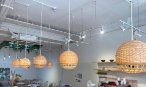 1 x Set Of 10 Wicker Ball Lights - Size: 200mm (w) up to 1600mm drop - CL776 - Ref: GB015 -