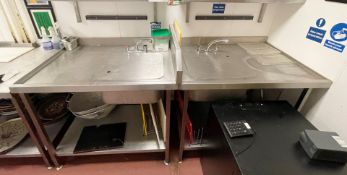 1 x Large Two Bowl Wash Bench - Stainless Steel With Two Large Bowls, Covers, Divider, Covers & More
