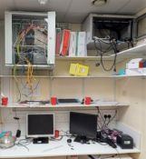 1 x Collection of IT Equipment - Includes 2 x Monitors, 2 x Rack Cabinet With Patch Leads and