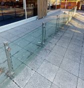 1 x Outdoor Glass Partition - Includes 9 x Chrome Posts and 8 x Pieces of Reinforced Glass