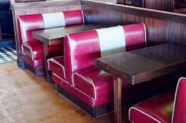 1 x Assorted Lot of Restaurant Seating Benches - Seats 18 Persons - American Diner Style in Red