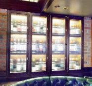 1 x Illuminated Wine Bottle Display Cabinet With Ribbed Glass Doors