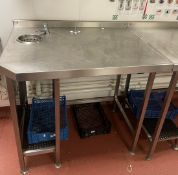 1 x Stainless Steel Prep Table With Sink Bowl and Mixer Tap