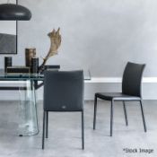 4 x CATELLAN 'Norma' Designer Italian Dining Chairs In Soft Grey Leather - Original RRP £3,840