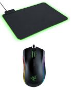 1 x Razer Mamba Elite Wired RGB Gaming Mouse and Razer RGB Gaming Mouse Pad