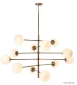 1 x EICHHOLTZ 'TORTORA' Luxury Hand-crafted 12-Light Chandelier With White Glass Globe Shades -