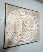1 x Piece of Abstract Mixed Media Wall Art in a Dark Wood Frame - Size: 80 x 80 cms - Ref: