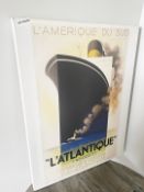 1 x Large Canvas Replica Print Depicting L'Amerique Du Sub 'L'Atlantique Cruise Ship' Size: 80 x
