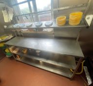 1 x Large Stainless Steel Food Preparation Table Featuring Undershelf, Double Hanging Racks and