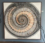 1 x Piece of Abstract Mixed Media Wall Art in a Dark Wood Frame - Size: 104 x 104 cms - Ref: