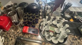 1 x Various Selection of Bar Accessories Including Ice Bottle Cooler, Stainless Steel Utensil