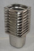 10 x Vogue Stainless Steel 1/6 Gastronorm Pans Without Lids - Size: H14.5 x W16 x L17.5
