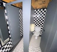 1 x Triple Toilet Cubical - Finished in Grey - Coated Metal Frame With Wooden Panels & Doors