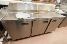 1 x Foster Triple Door Refrigerated Prep Counter With Salad / Pizza Topper and Roll Down Night Blind