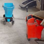 1 x Assorted Collection of Cleaning Products - Mop Buckets, Wet Floor Signs, Wet Brush, Mop Handles