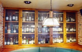 1 x Illuminated Wine Bottle Display Cabinet With Ribbed Glass Doors - Wooden Carcass With Five Doors