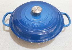 1 x LE CREUSET 'Marseille Blue' Enamelled Cast Iron Shallow Casserole Dish (30cm) - RRP £270.00
