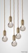1 x LEE BROOM Crystal Bulb 5-Light Clear Glass LED Pendant - Original Price £1,450