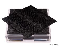 Set 6 x POSH TRADING 'Python' Designer Placemats In Black With Clear Acrylic Placebox - Unused Boxed