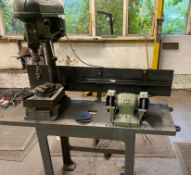 1 x Solid Steel Work Bench Fitted With Dril Tru Pillar Drill And Black & Decker Bench Grinder/