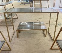 1 x Rectangular, Tall Commercial Display Table With A Bronzed Finish And Tinted Glass Top- Recently