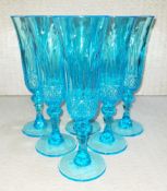Set Of 6 x MARIO LUCA GIUSTI 'Nuova Italia Turquoise' Synthetic Crystal Flutes (150ml) - RRP £150.00