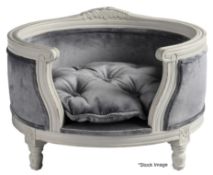 1 x LORD LOU Silver Velvet George Dog Pet Bed - Original Price £400.00