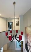 1 x Impressive 6-Arm Black Glass And Silk Chandelier - Ref: RR18 / HALL - CL781 - Location: Hale