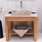 1 x Stonearth 'Prestige' Open Shelf 900mm Countertop Washstand - American Solid Oak - RRP £640