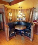 1 x Restaurant C-Shape Seating Booth - Black Faux Leather Upholstery With Vertical Fluted Back